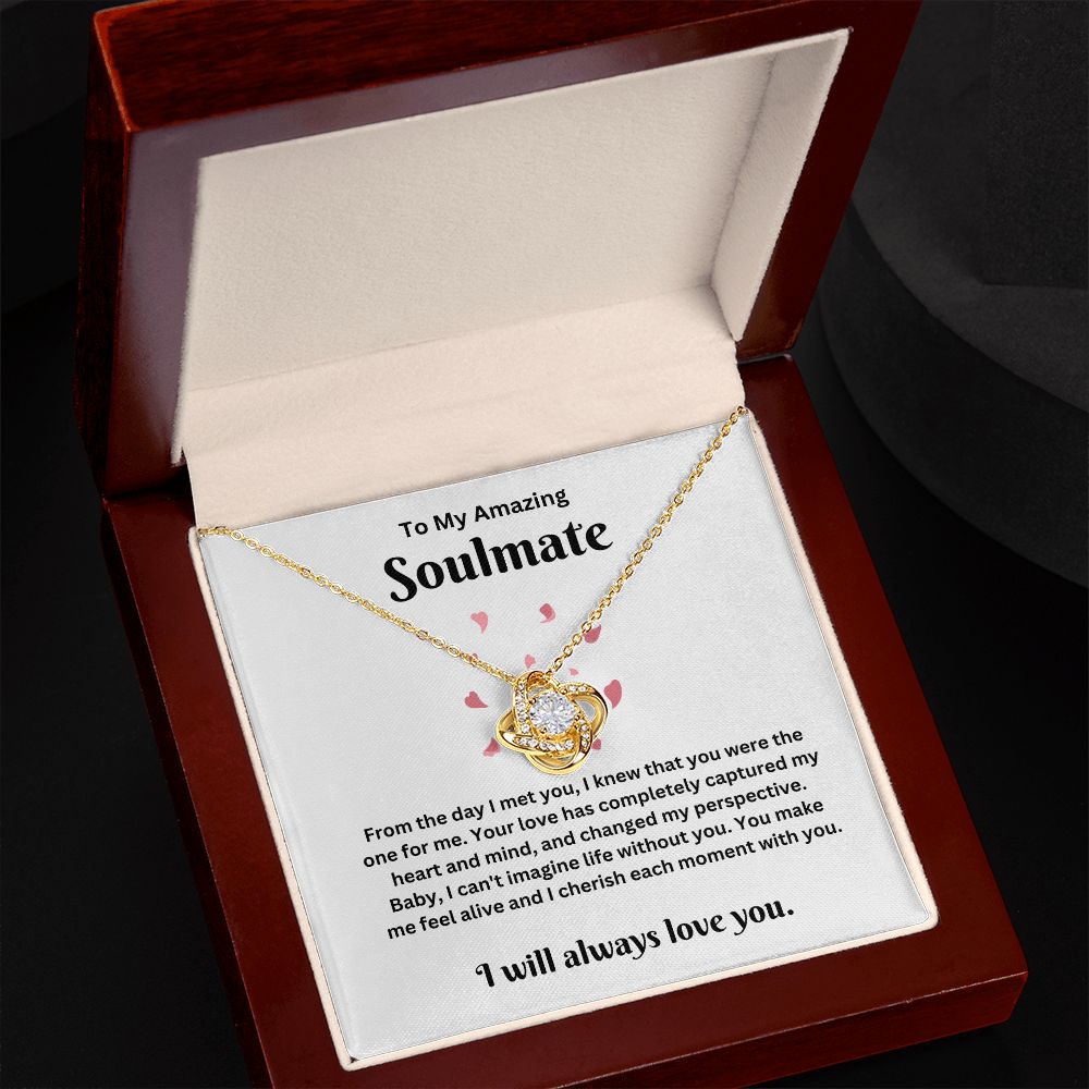 Beautiful Love knot necklace for Wife/Love/Soulmate in 14K white gold and 18K yellow gold