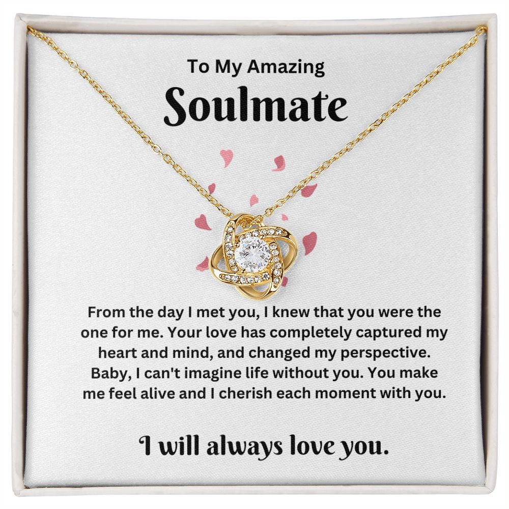 Beautiful Love knot necklace for Wife/Love/Soulmate in 14K white gold and 18K yellow gold