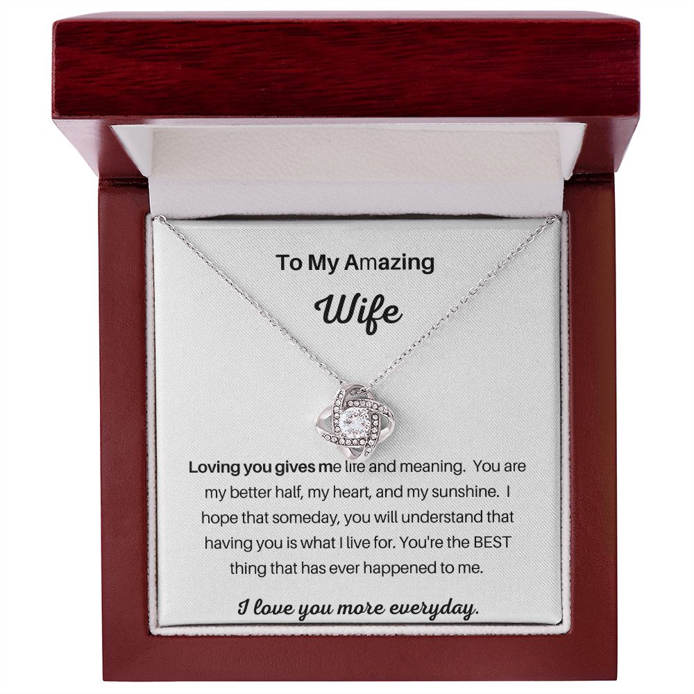 Beautiful Love Knot Necklace for Wife in 14K white gold and 18K yellow gold
